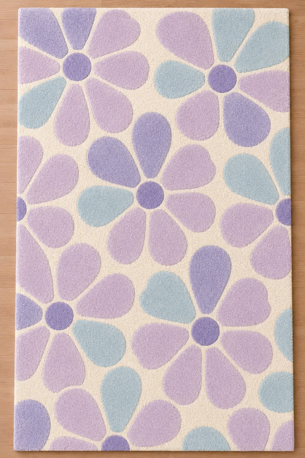 natural Style Hand Tufted Floral Wool Area Rug