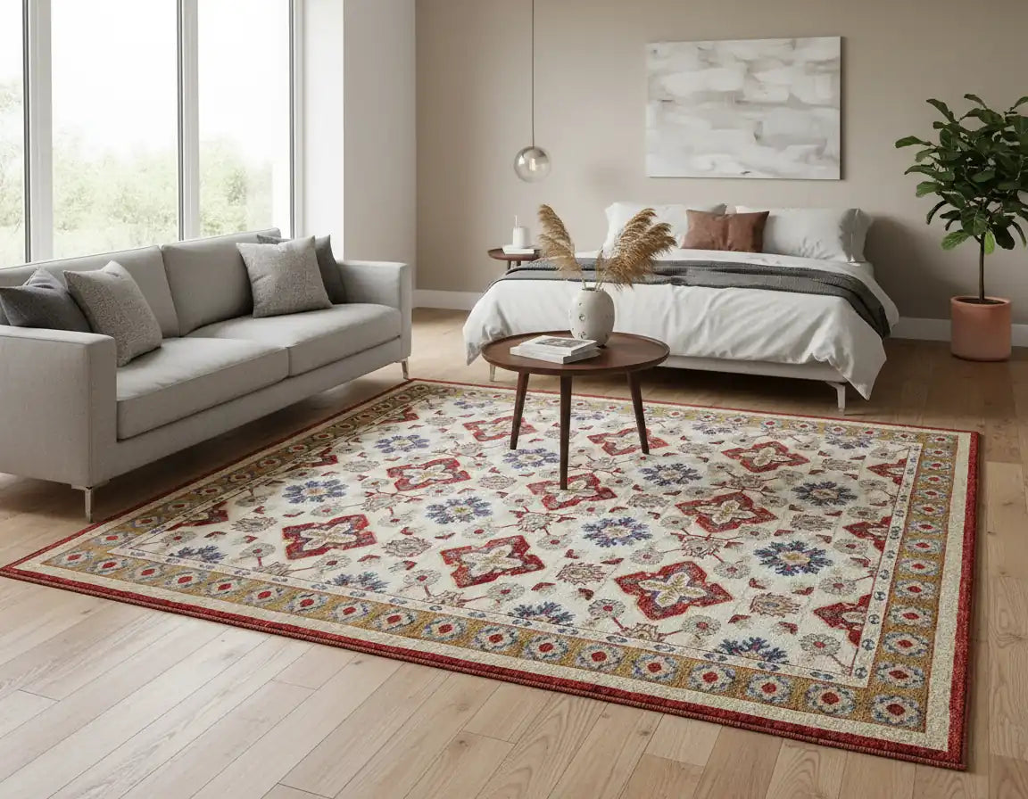 Persian Hand Tufted Wool Carpet 12 | Qashqai Design | Natural Wool Anti-Skid Latex Backing – View 2