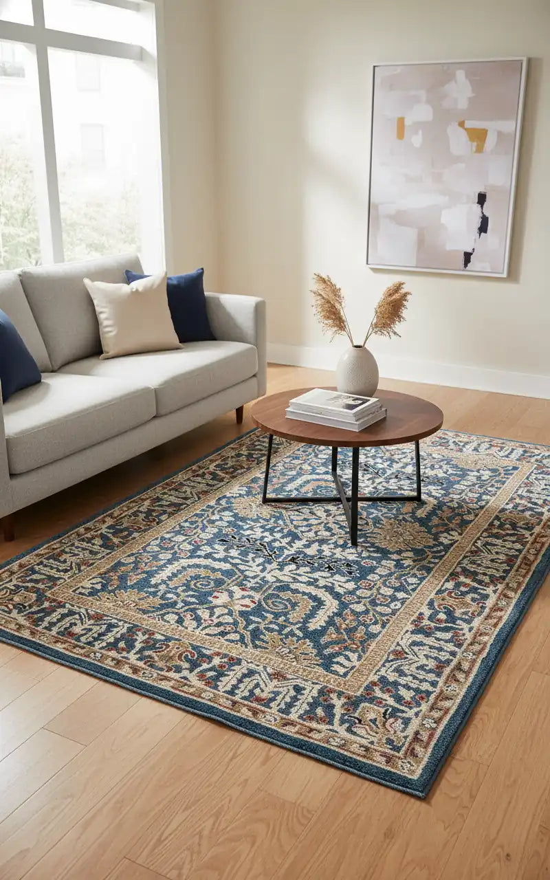 Persian Hand Tufted Wool Carpet 13 | Kashan Design | Natural Wool Anti-Skid Latex Backing – View 2