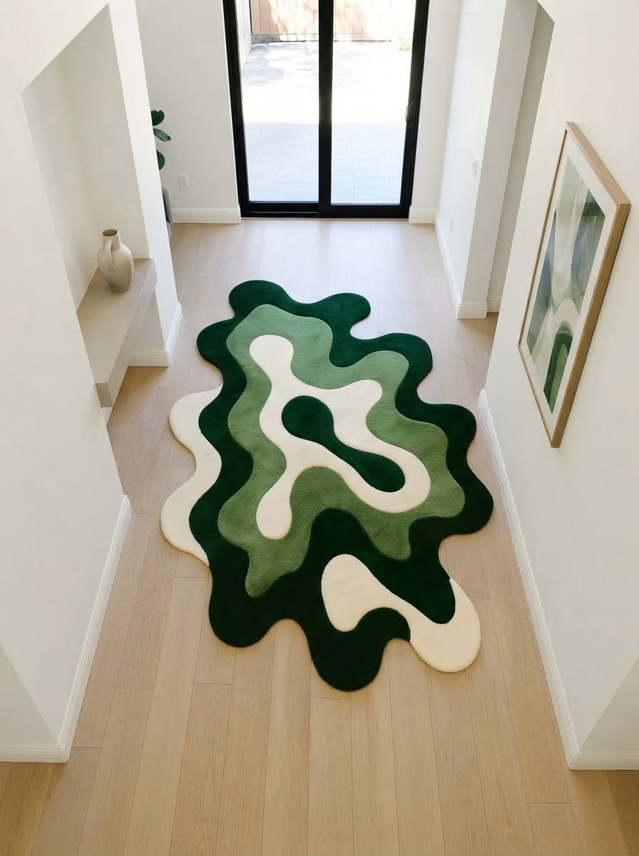 Green Abstract Amoeba hand-tufted rug, image 3