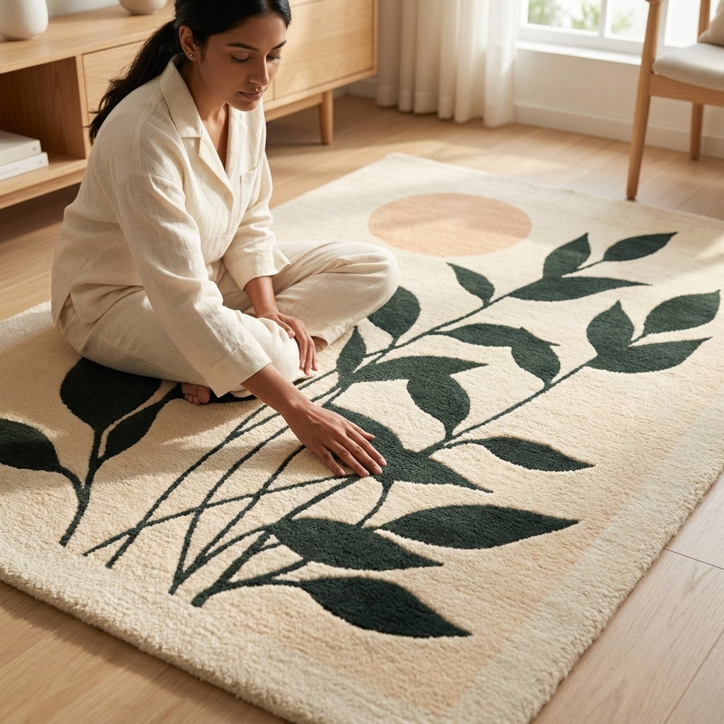 Hand Tufted Luxury Floral Damask Wool Area Rug - View 2