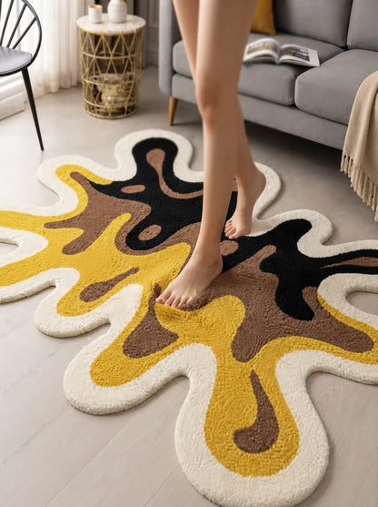 Yellow and Brown Paint Splash hand-tufted rug, image 5