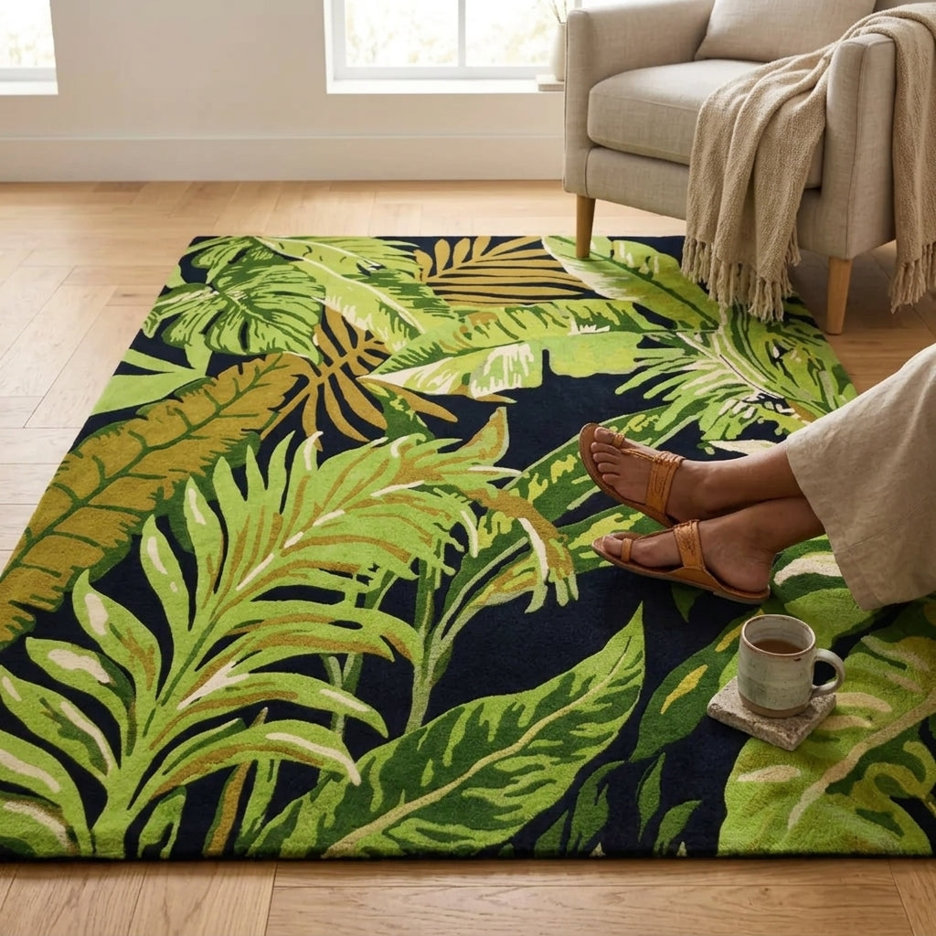 Hand Tufted Blue Ombre Gradient Wool Area Rug - View 3