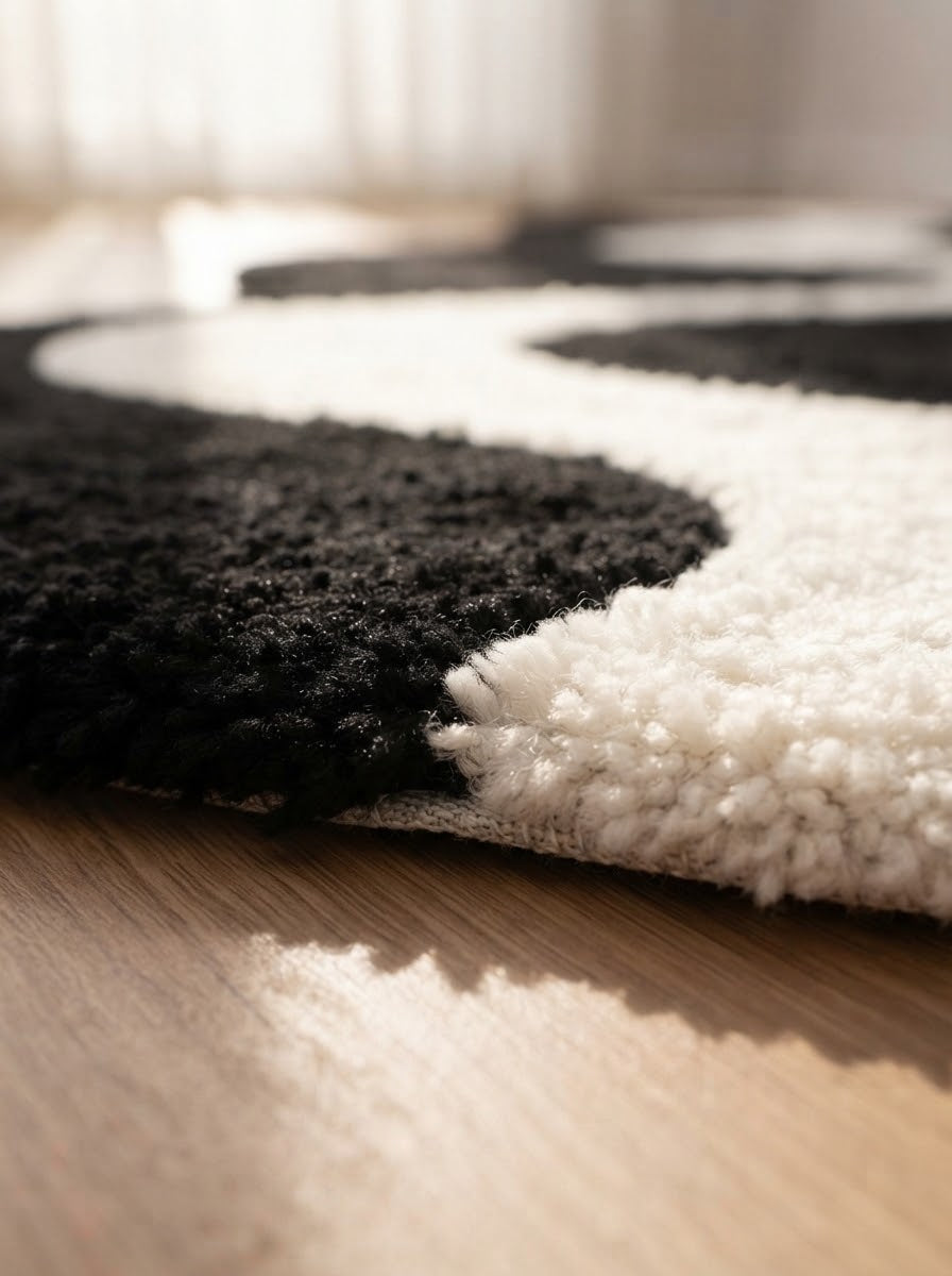Black and Cream Wavy hand-tufted rug, image 5