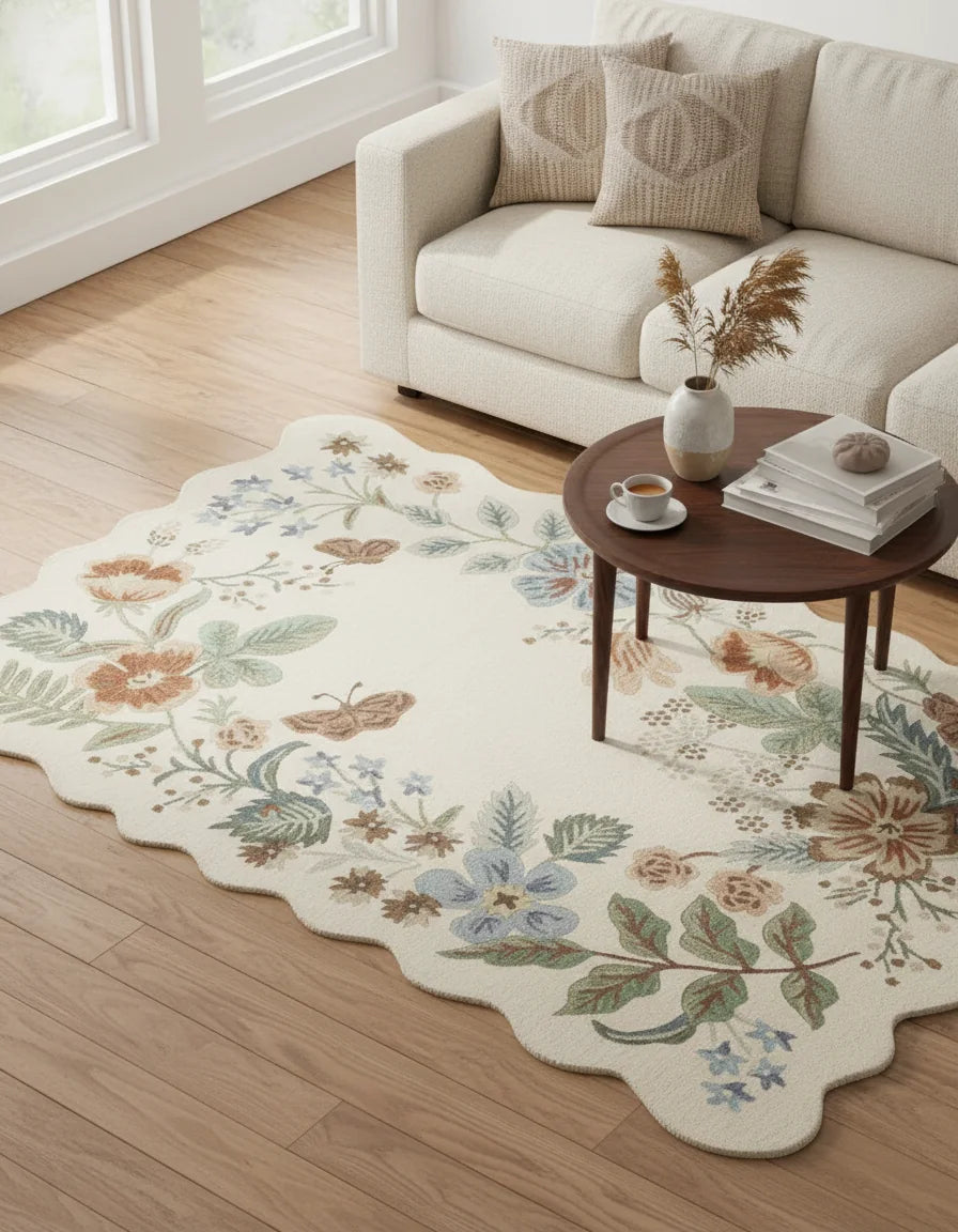 Persian Hand Tufted Wool Carpet 8 | Cypress Tree Design | Natural Wool Anti-Skid Latex Backing – View 2