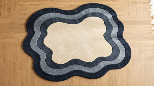 Navy Wavy Border hand-tufted rug, image 1