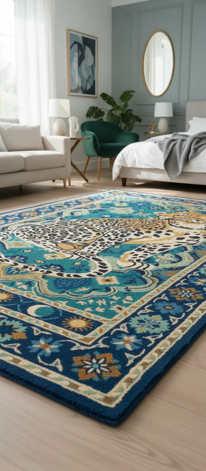 Persian Hand Tufted Wool Carpet 28 | Senneh Design | Natural Wool Anti-Skid Latex Backing – View 5