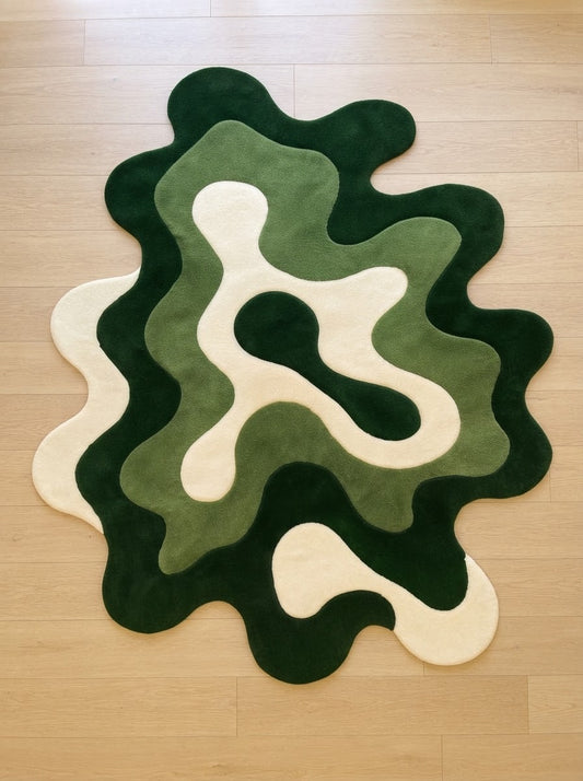 Green Abstract Amoeba hand-tufted rug, image 2
