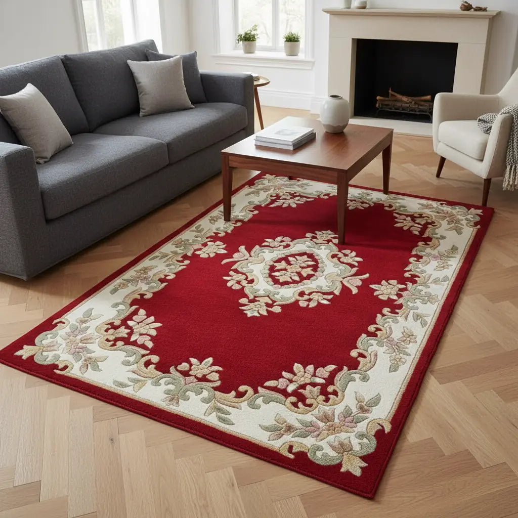 Persian Hand Tufted Wool Carpet 3 | Herati Design | Natural Wool Anti-Skid Latex Backing – View 4