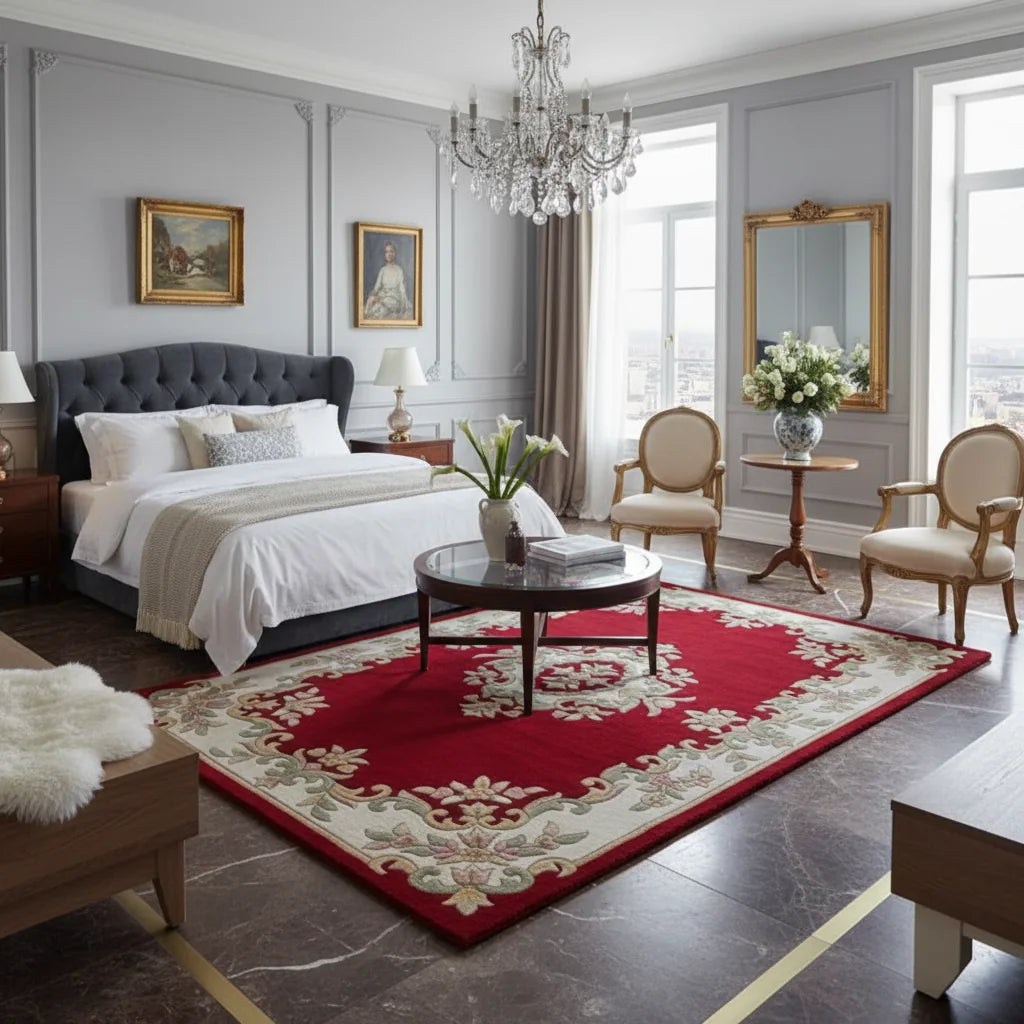 Persian Hand Tufted Wool Carpet 3 | Herati Design | Natural Wool Anti-Skid Latex Backing – View 7