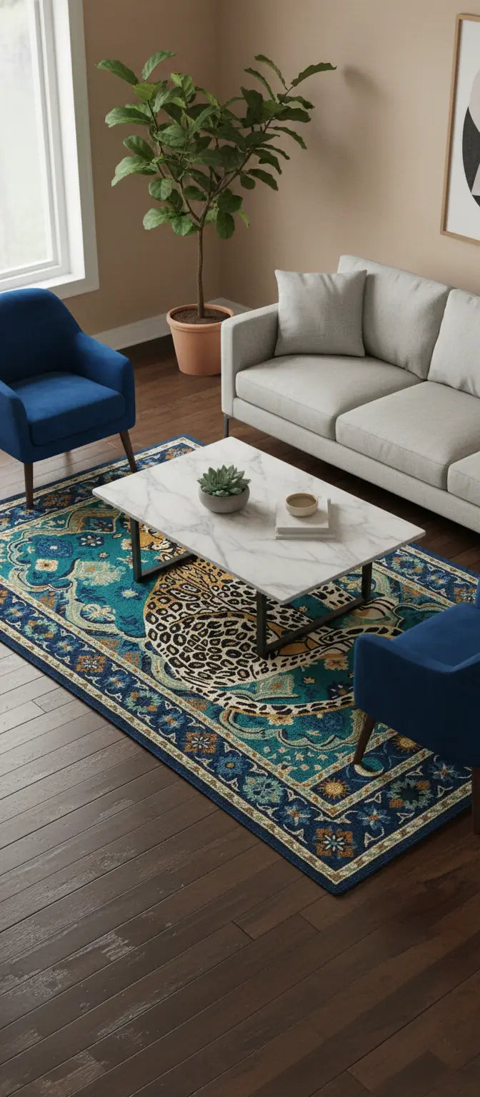 Persian Hand Tufted Wool Carpet 28 | Senneh Design | Natural Wool Anti-Skid Latex Backing – View 2
