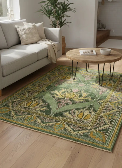 Persian Hand Tufted Wool Carpet 5 | Boteh Design | Natural Wool Anti-Skid Latex Backing – View 5
