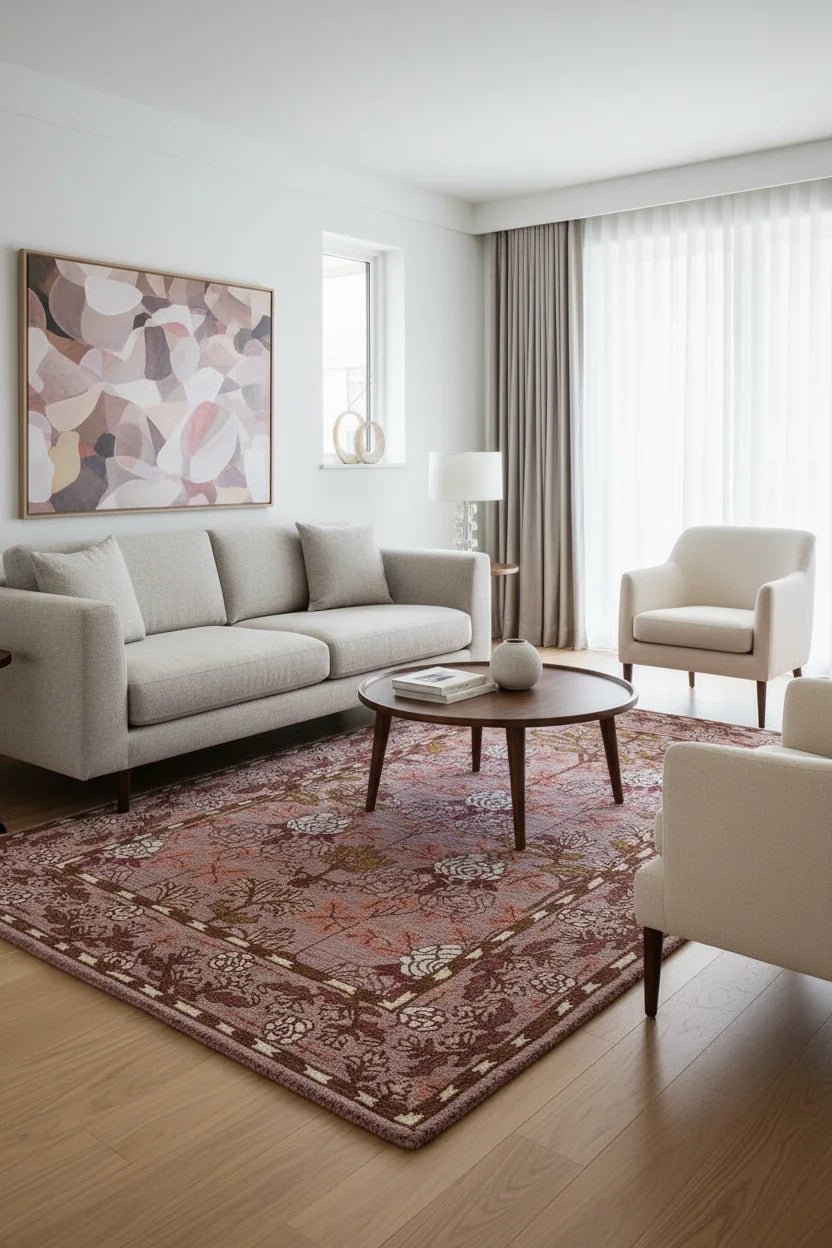 Persian Hand Tufted Wool Carpet 17 | Mir Design | Natural Wool Anti-Skid Latex Backing – View 4