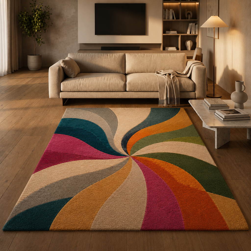 Hand Tufted Transitional Floral Medallion Wool Rug - View 6