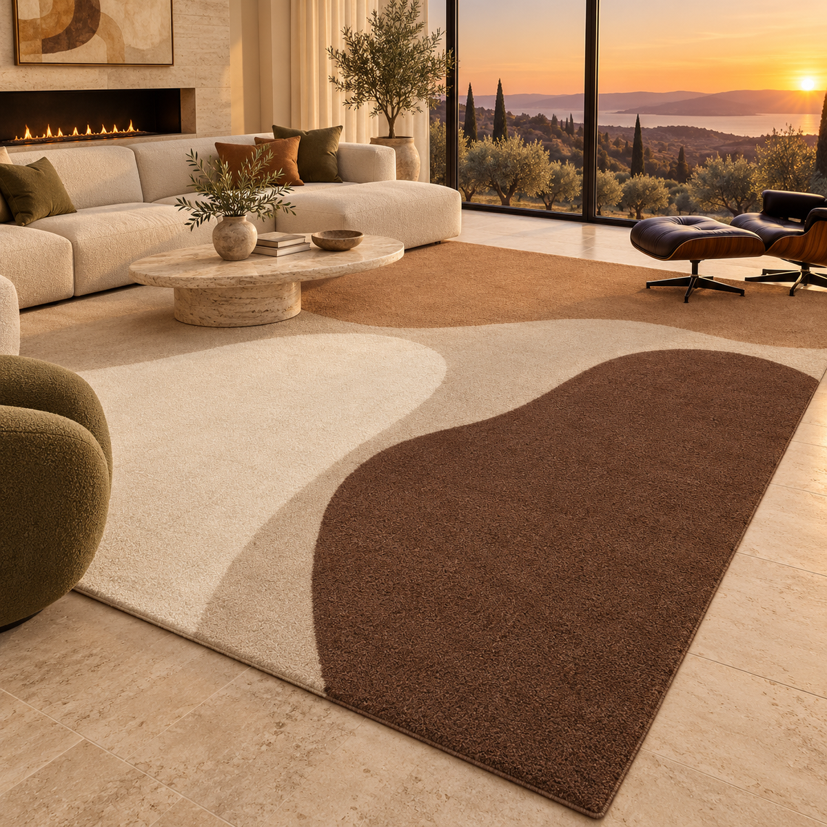 Neutral Abstract Shapes hand-tufted rug, image 1