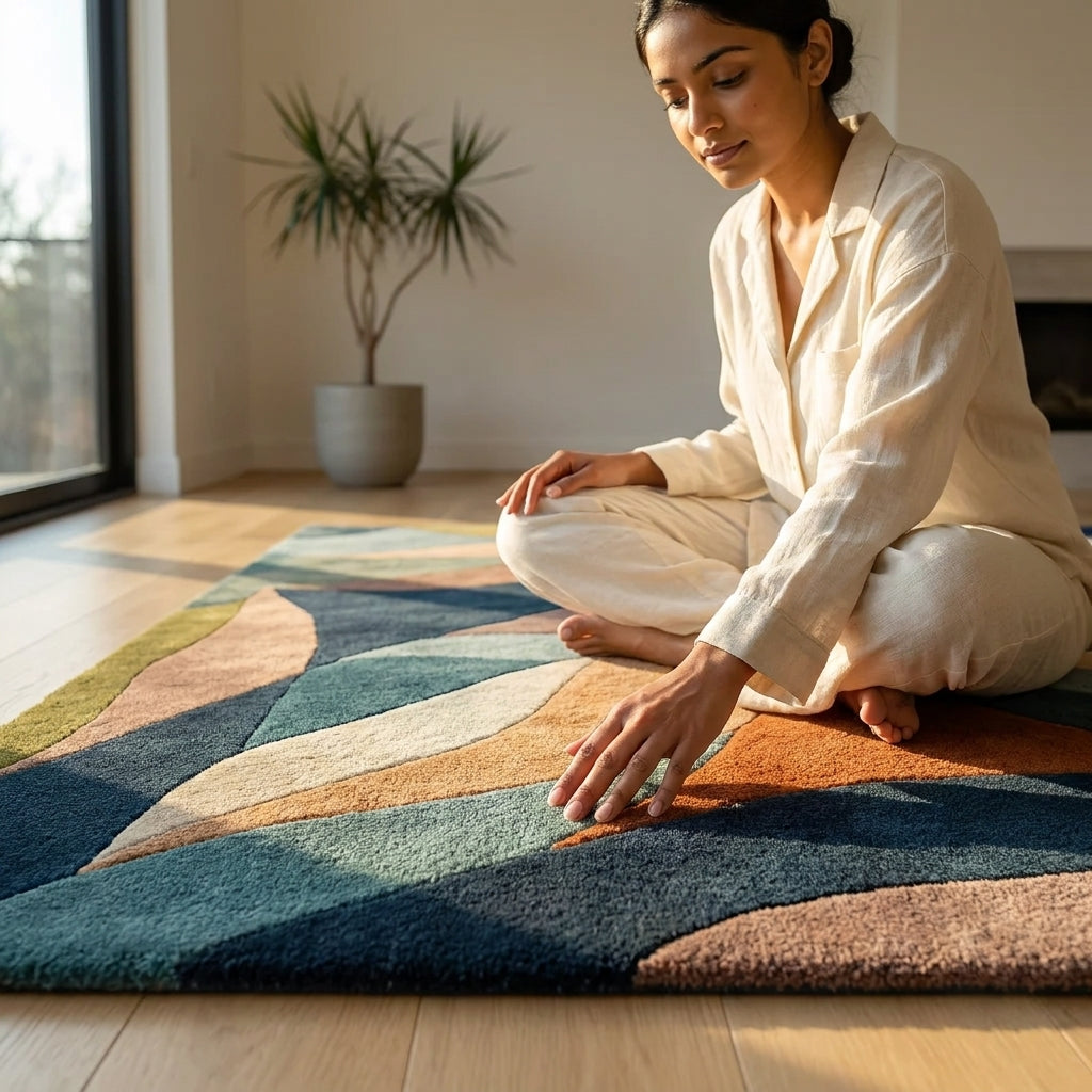 Hand Tufted Blush Pink Solid Luxury Wool Rug - View 4