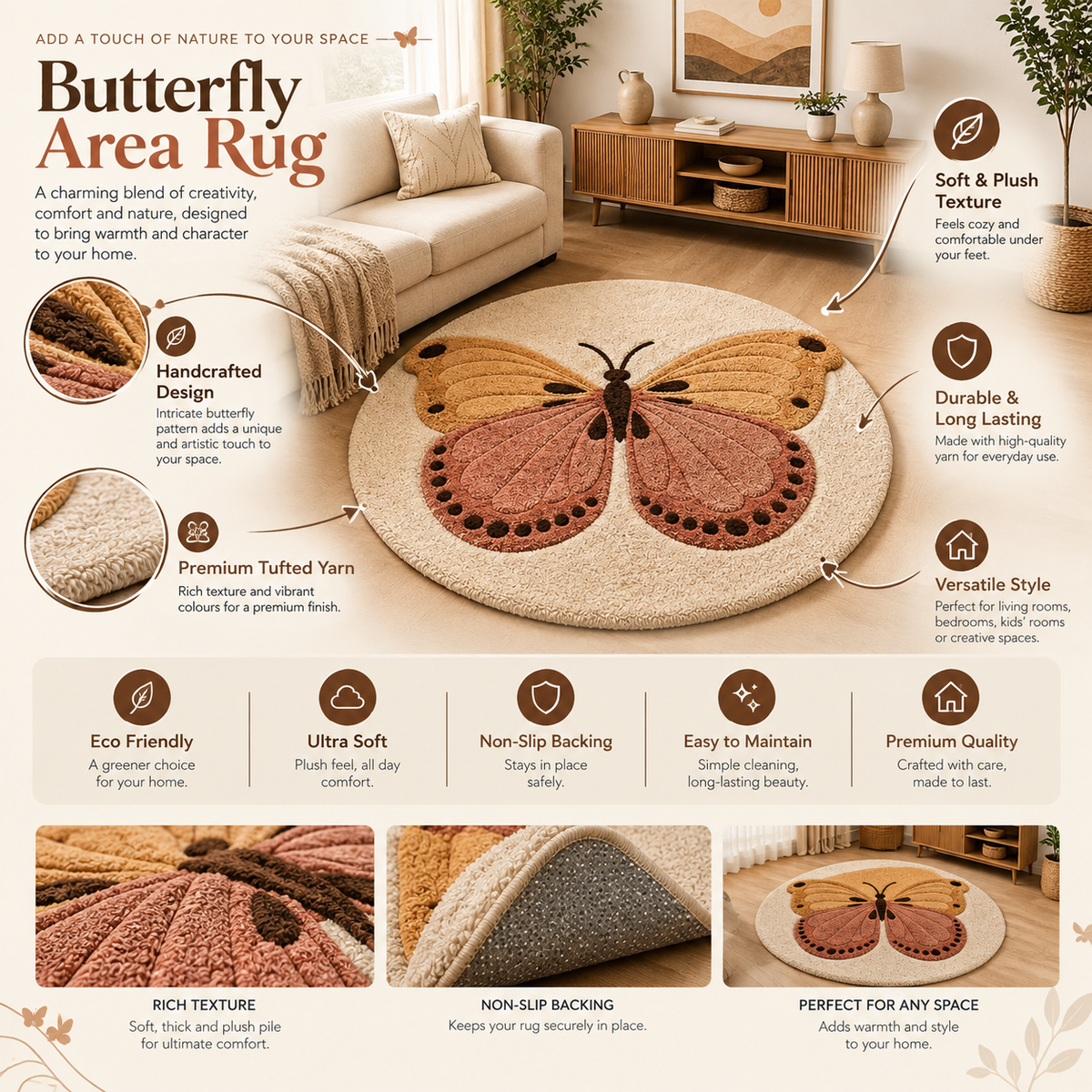 Butterfly Accent hand-tufted rug, image 6