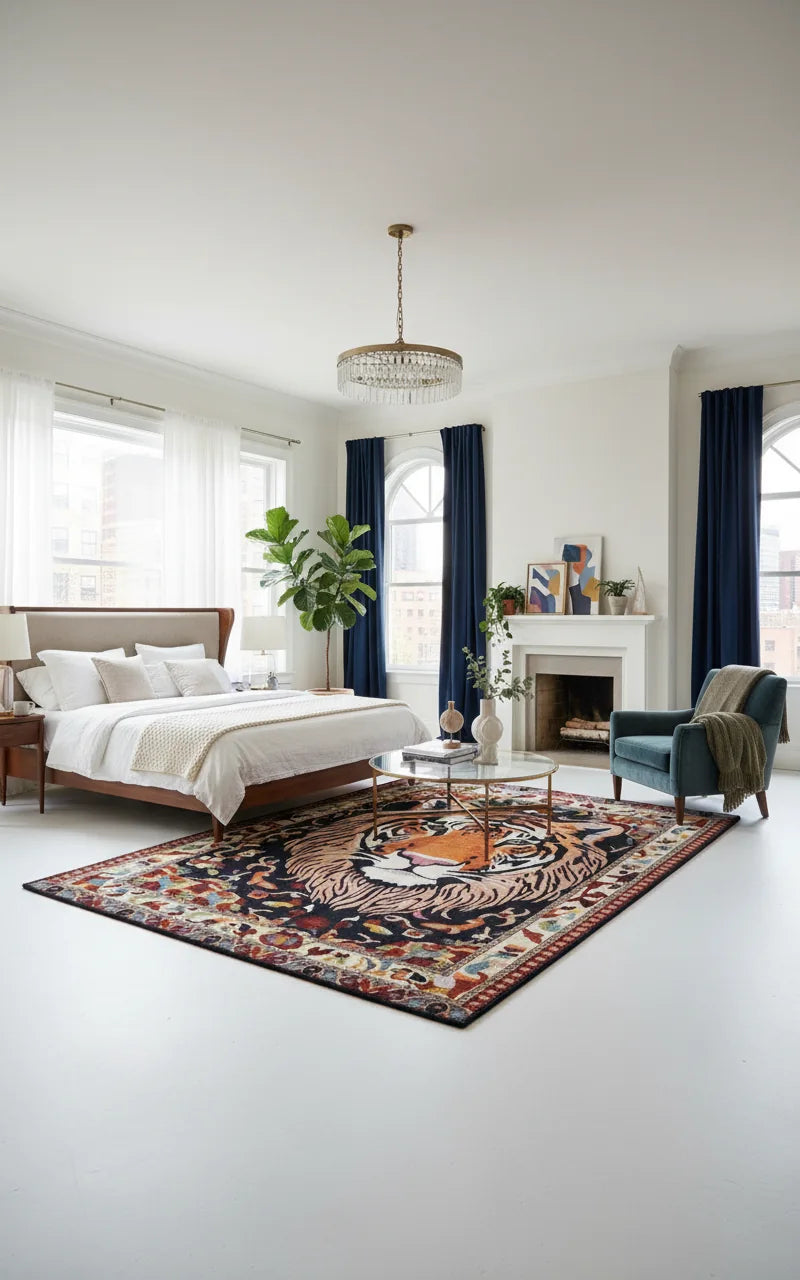 Persian Hand Tufted Wool Carpet 21 | Arabesque Design | Natural Wool Anti-Skid Latex Backing – View 6