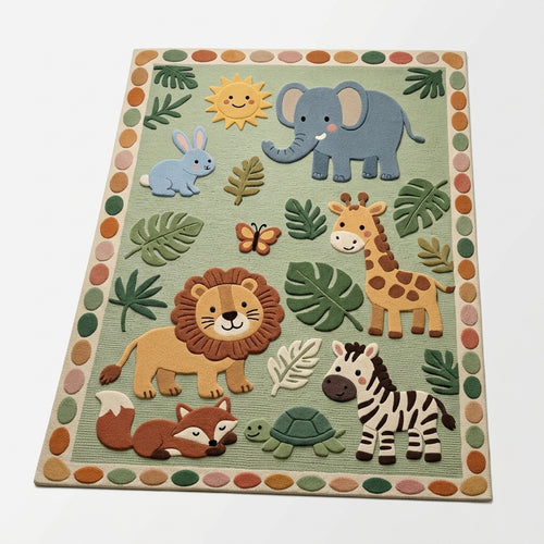 Hand Tufted Celestial Star Pattern Wool Carpet