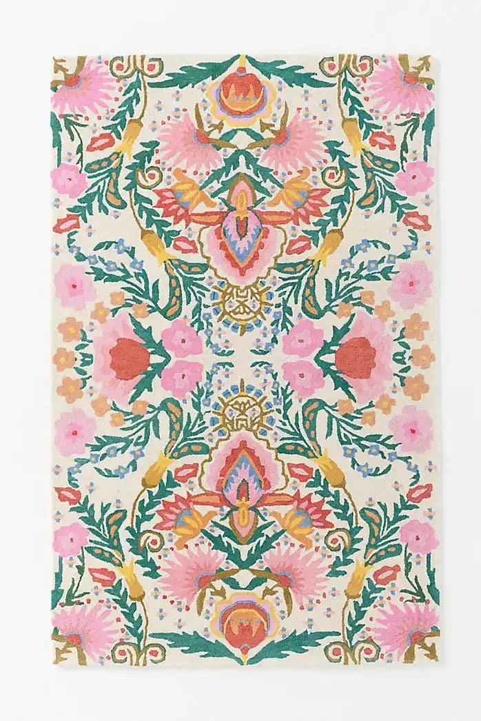 Persian Hand Tufted Wool Carpet 2 | Floral Vine Design | Natural Wool Anti-Skid Latex Backing
