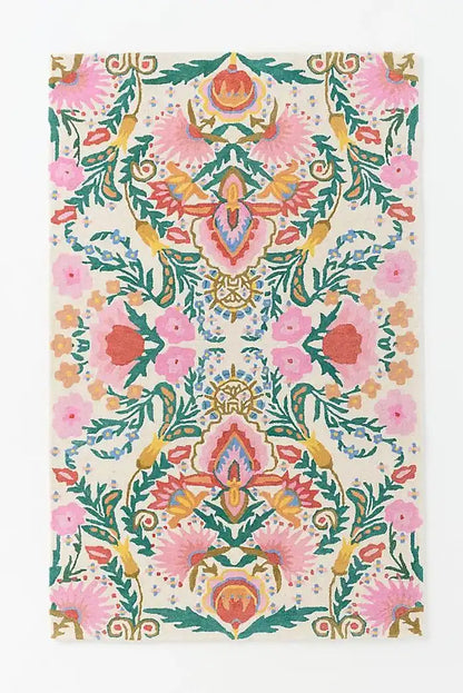 Persian Hand Tufted Wool Carpet 2 | Floral Vine Design | Natural Wool Anti-Skid Latex Backing
