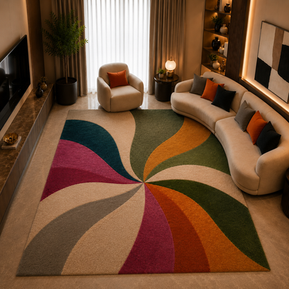 Hand Tufted Transitional Floral Medallion Wool Rug - View 4