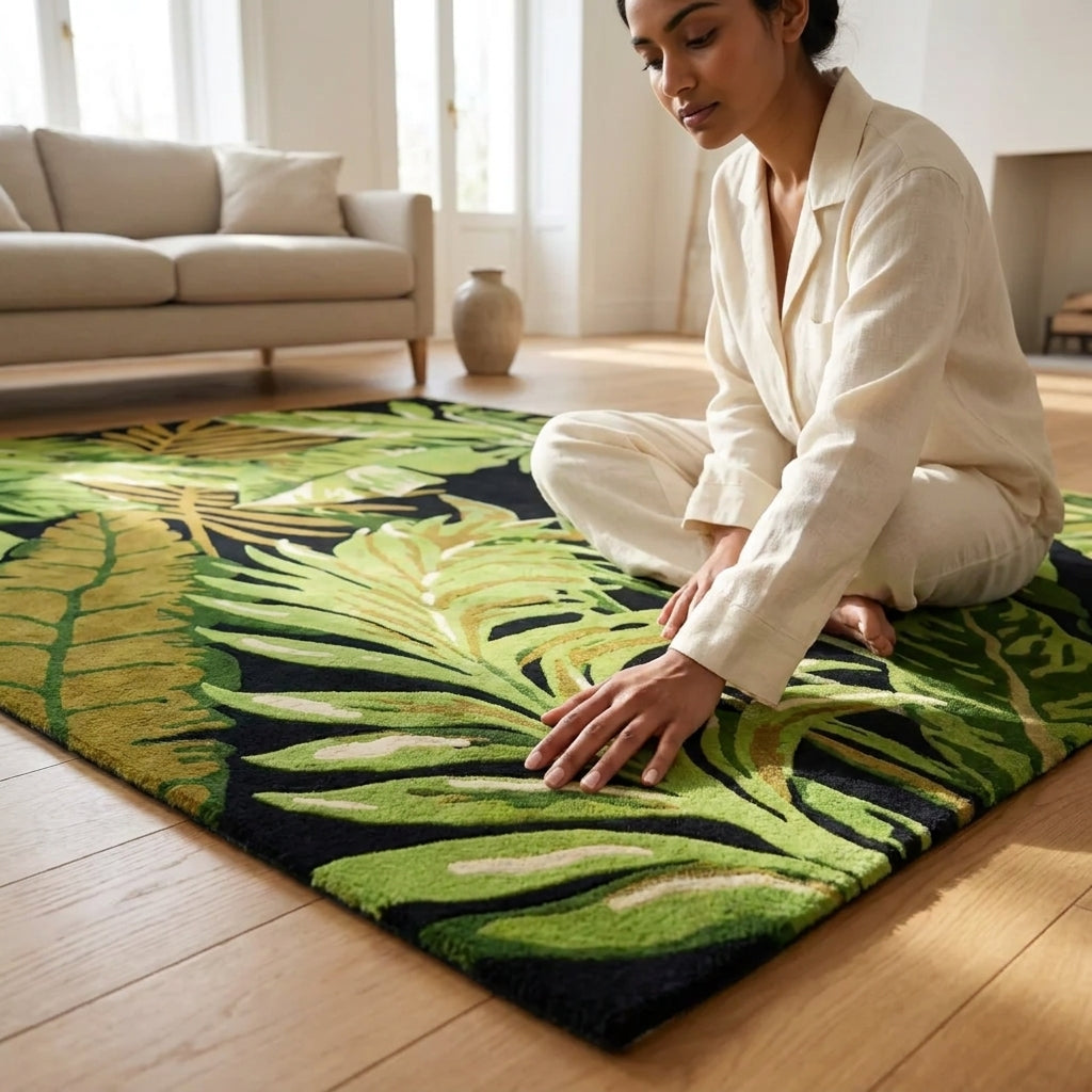 Hand Tufted Blue Ombre Gradient Wool Area Rug - View 4