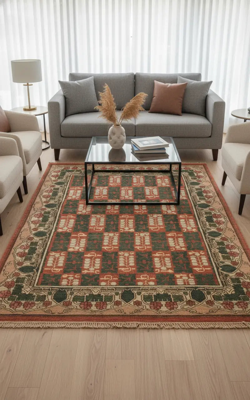 Persian Hand Tufted Wool Carpet 10 | Isfahan Design | Natural Wool Anti-Skid Latex Backing – View 5