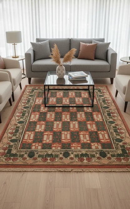 Persian Hand Tufted Wool Carpet 10 | Isfahan Design | Natural Wool Anti-Skid Latex Backing – View 5