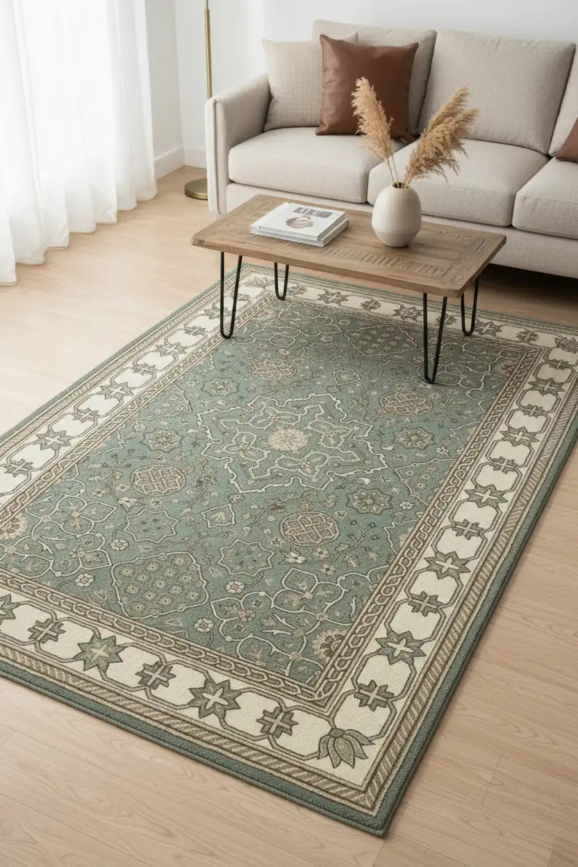 Persian Hand Tufted Wool Carpet 19 | Persian Garden Design | Natural Wool Anti-Skid Latex Backing – View 4