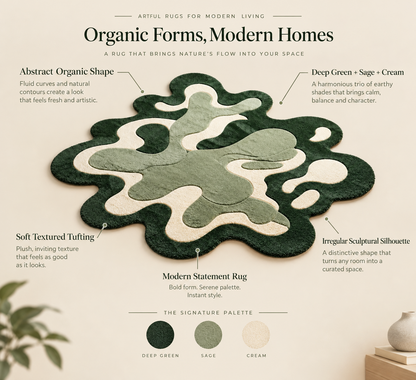 Green Abstract Amoeba hand-tufted rug, image 5