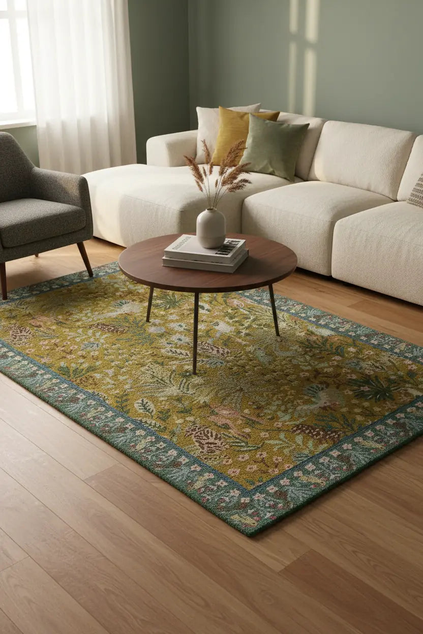 Persian Hand Tufted Wool Carpet 15 | Shah Abbasi Design | Natural Wool Anti-Skid Latex Backing – View 7