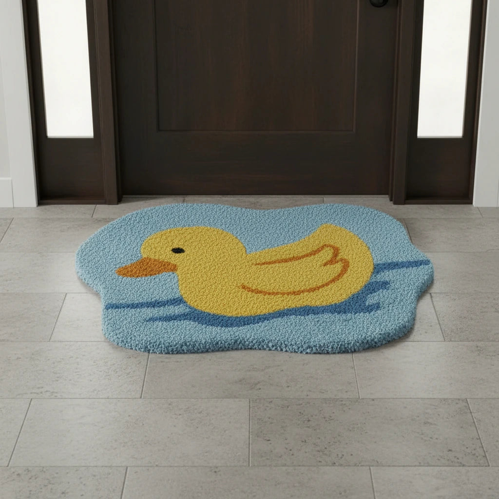 Hand Tufted Duck Shaped Wool Doormat
