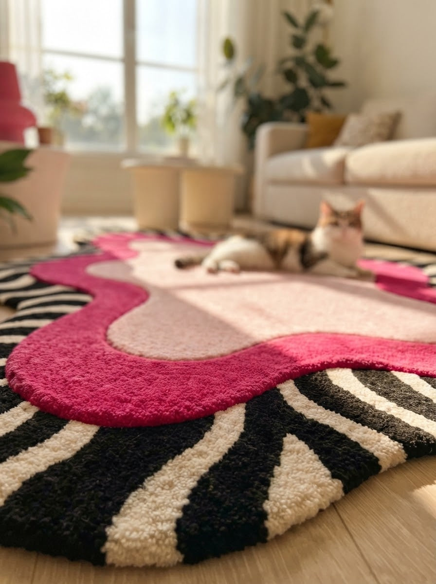 Pink Zebra Accent hand-tufted rug, image 4