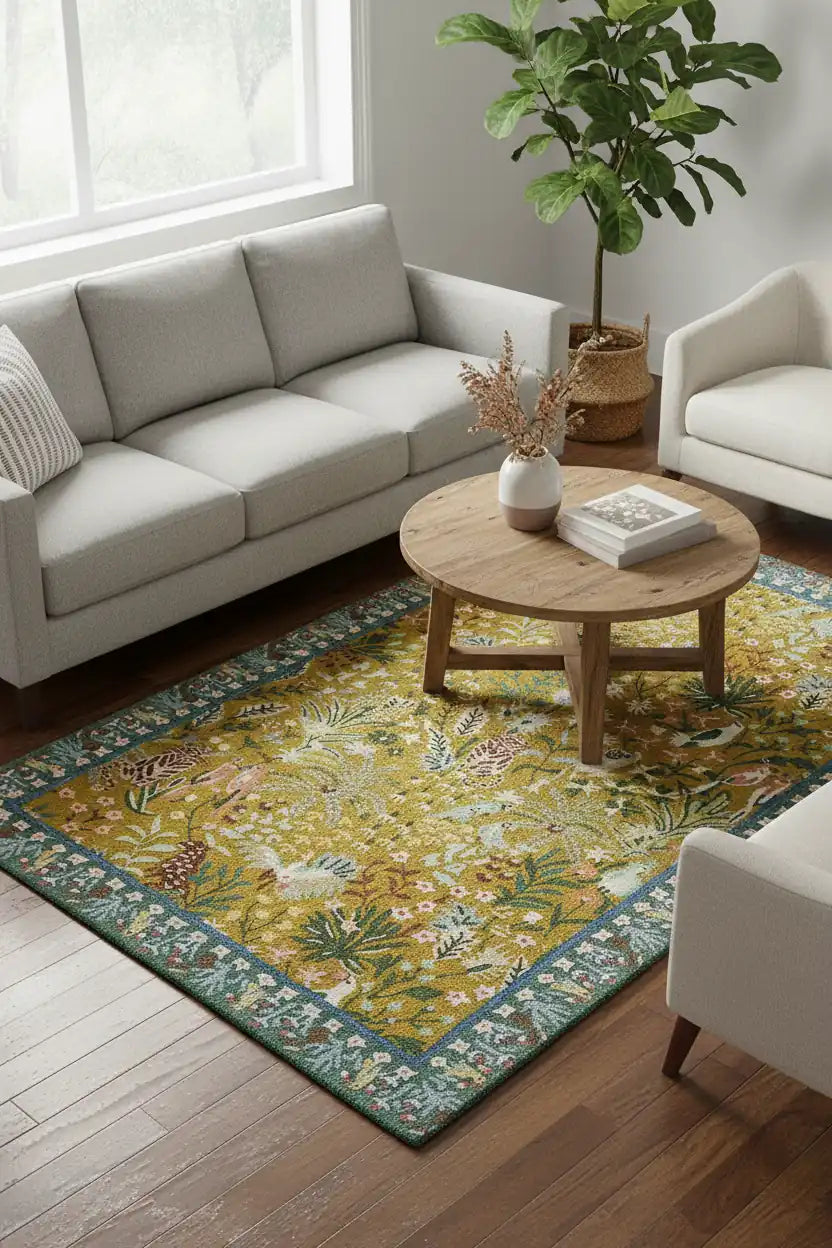 Persian Hand Tufted Wool Carpet 15 | Shah Abbasi Design | Natural Wool Anti-Skid Latex Backing – View 4