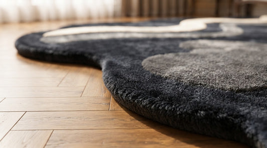 Navy Abstract Waves hand-tufted rug, image 1