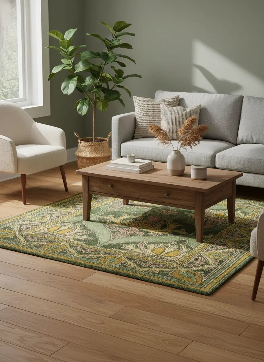 Persian Hand Tufted Wool Carpet 5 | Boteh Design | Natural Wool Anti-Skid Latex Backing – View 4