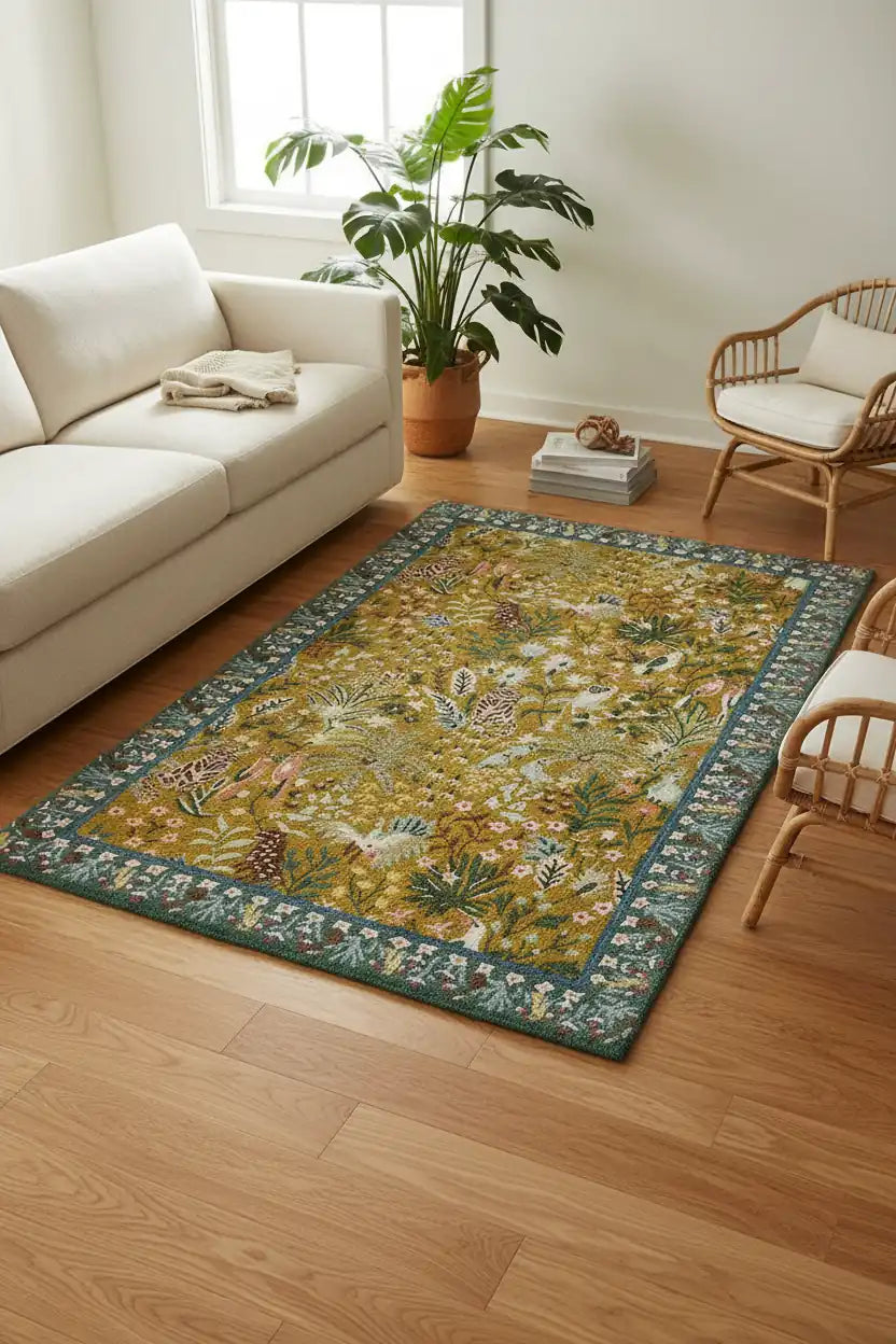 Persian Hand Tufted Wool Carpet 15 | Shah Abbasi Design | Natural Wool Anti-Skid Latex Backing – View 3