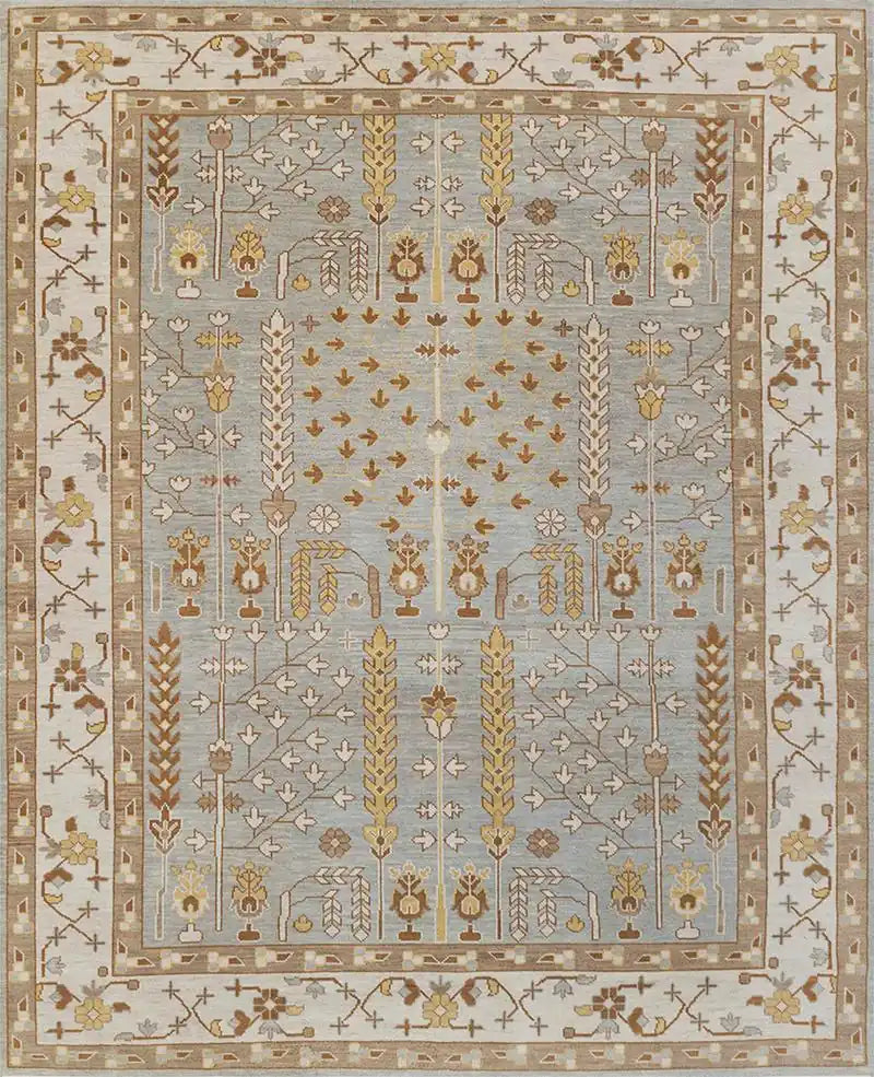 Persian Hand Tufted Wool Carpet 20 | Cloud Band Design | Natural Wool Anti-Skid Latex Backing