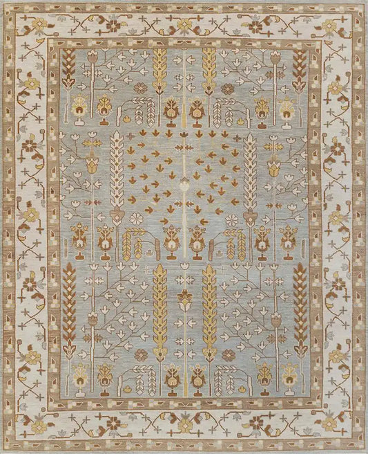 Persian Hand Tufted Wool Carpet 20 | Cloud Band Design | Natural Wool Anti-Skid Latex Backing