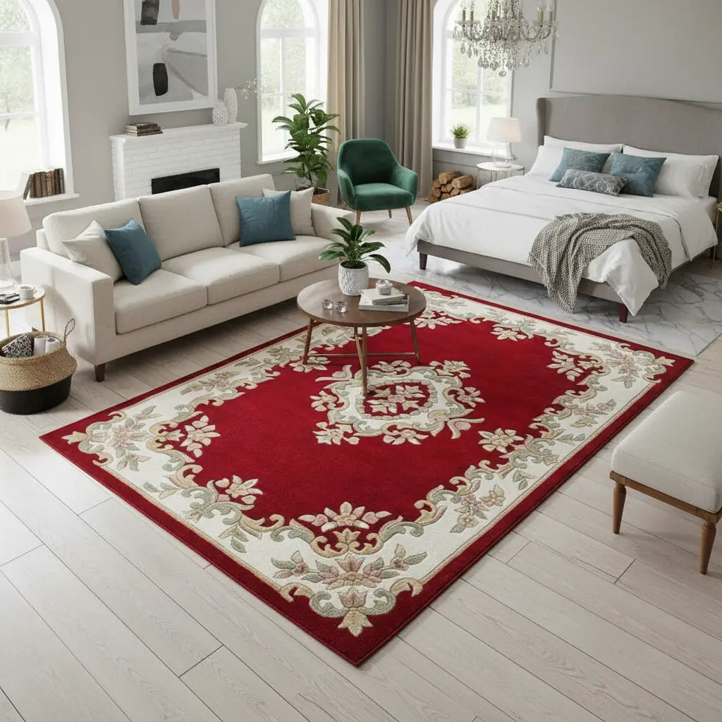 Persian Hand Tufted Wool Carpet 3 | Herati Design | Natural Wool Anti-Skid Latex Backing – View 3
