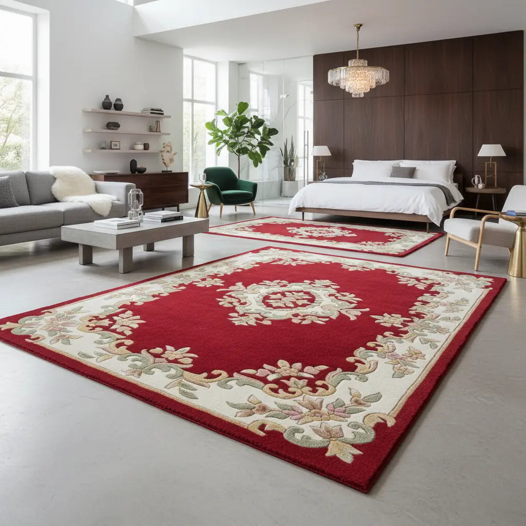 Persian Hand Tufted Wool Carpet 3 | Herati Design | Natural Wool Anti-Skid Latex Backing – View 5
