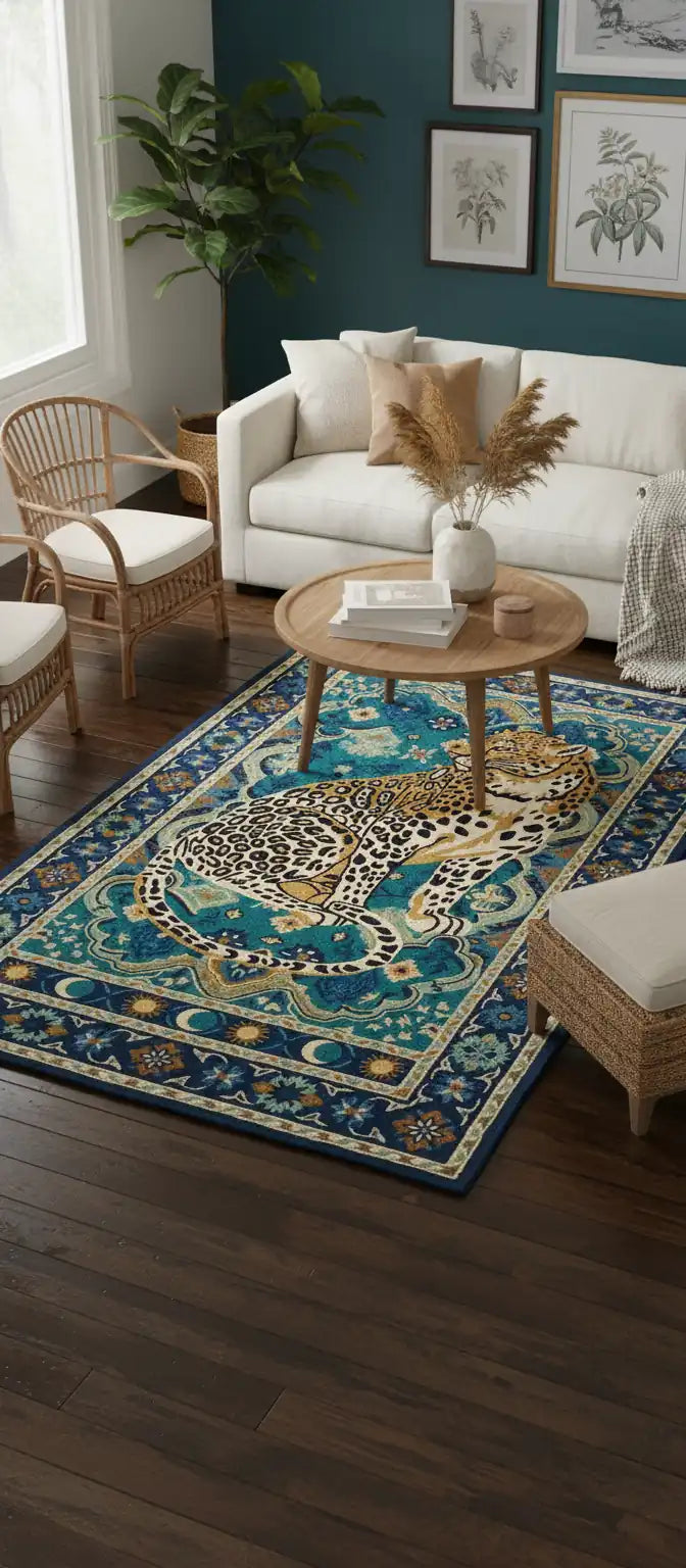 Persian Hand Tufted Wool Carpet 28 | Senneh Design | Natural Wool Anti-Skid Latex Backing – View 7