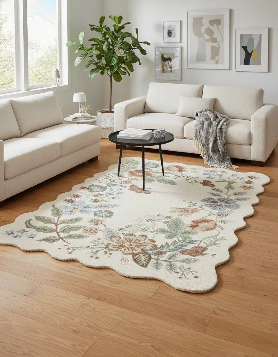 Persian Hand Tufted Wool Carpet 8 | Cypress Tree Design | Natural Wool Anti-Skid Latex Backing – View 6