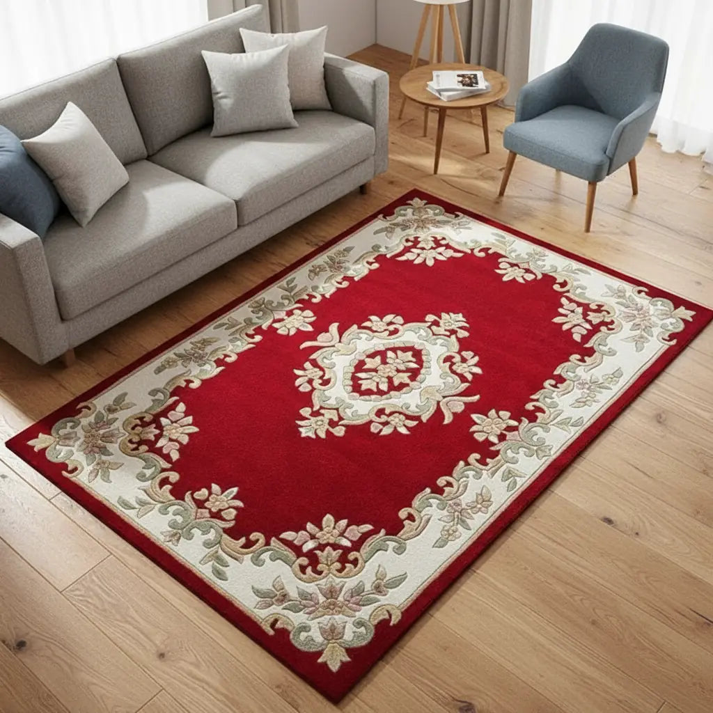 Persian Hand Tufted Wool Carpet 3 | Herati Design | Natural Wool Anti-Skid Latex Backing – View 2