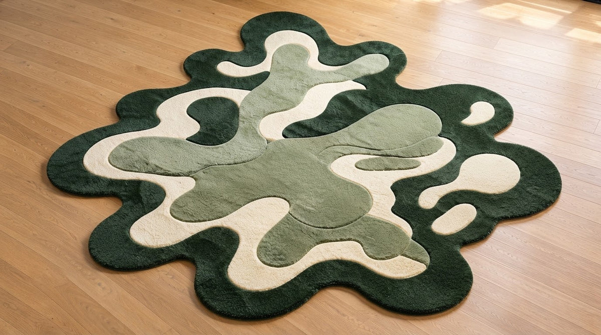 Green Abstract Amoeba hand-tufted rug, image 2