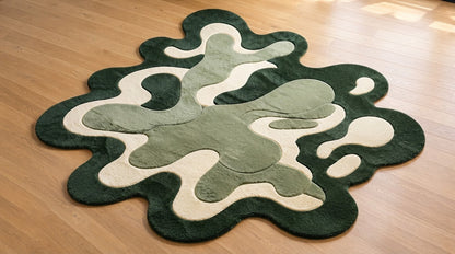 Green Abstract Amoeba hand-tufted rug, image 2