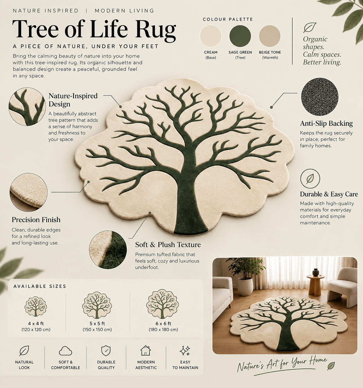 Tree of Life hand-tufted rug, image 5