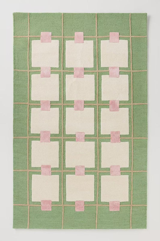 Intricate Hand Tufted Wool Rug | Detailed Pattern Area Rug with Natural Latex Anti-Skid Backing