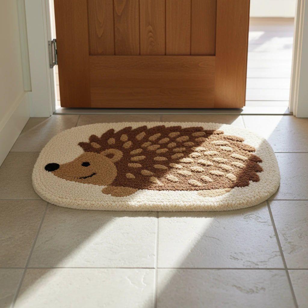Hand Tufted Hedgehog Shaped Wool Doormat - View 2